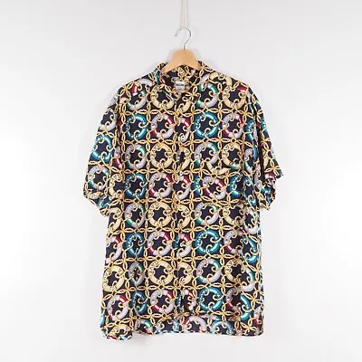 Moschino Mare Vintage 90s Men's Hawaiian Lifebuoy Print Shirt Size 52 • $149