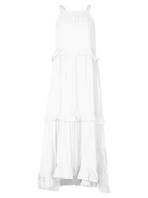 Womens Summer Camisole Ruffle Loose Long Dress Ladies Holiday Beach Casual Dress • £13.39