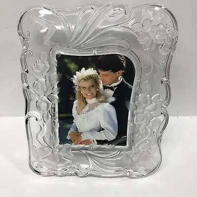 MIKASA Victorian Crystal Frosted Picture Frame 12”x15” Fits 6”x8” Photo • $34.99