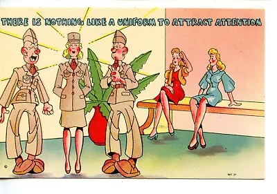 WAC-Women's Army Corp-Uniform Attracts Soldiers-Vintage Military Comic Postcard • $6.99