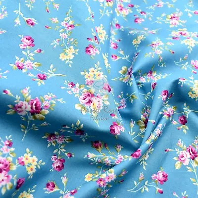 Vintage Cecelia Floral 100% Cotton Fabric By The Metre Quilting Sewing Craft • £4.75