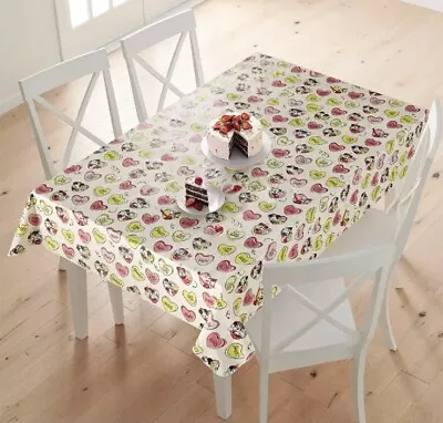 Disney Love Vinyl Tablecloth Mickey Minnie Mouse Conversation Hearts 60x84 • $19.99