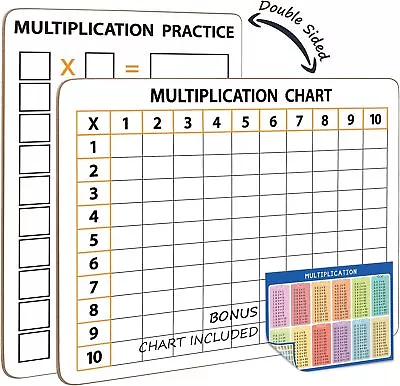 Dry Erase Multiplication Chart Whiteboard 9 X12  Multiplication Table Double Sid • $24.20