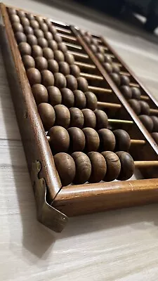 Vintage Lotus Flower “Style”Wood With Brass Brackets Abacus 11 Rows/77 Beads • $123