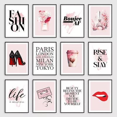 Fashion Quote Posters Pink Girls Gift Bedroom Beauty Wall Art Prints Pictures • £9.99