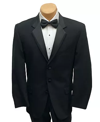 Men's Geoffrey Beene Black Tuxedo Jacket Three Button Satin Notch Lapels 41R • $4.99