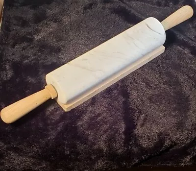 Threshold Marble Rolling Pin W/ Beechwood Handles & Tray Stand 5.2 Pounds  • $29.96