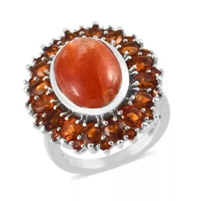 $69.99 • Buy Korevora Sunstone & Santa Ana Madeira Citrine Ring Platinum  Over SS 8.60 Ctw S7