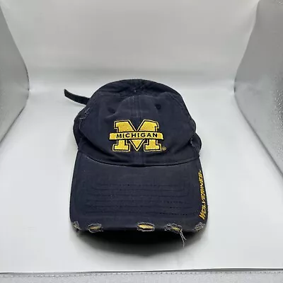 Vintage Weathered University Of Michigan Wolverines Signatures Adjustable Hat • $15