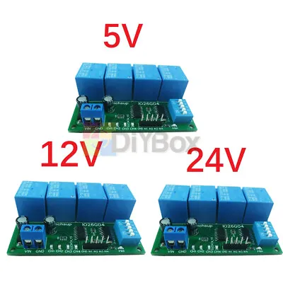 4 Channel DC 5V 12V 24V DIP Switch Delay Relay Module Flip-Flop Self-Locking • $8.20