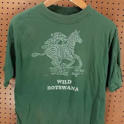 Faded Wild Botswana Zebra Print T-shirt MEDIUM Vtg 90s 00s Africa Nature Animal • $15.99