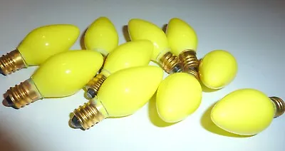 10 New Vtg C7 Yellow Christmas Bulb Lot Nos  Candelabra Base 5 Watts  2 Inches • $16