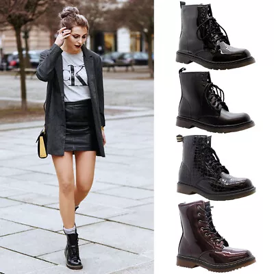 £24.95 • Buy Lace Up Ankle Boots Chunky Platform Women Ladies New Goth Punk Grunge Shoes Size