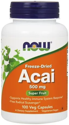 NOW Foods Freeze-Dried Acai Super Fruit 500mg Boost Immune System 100 Capsules • £21.99