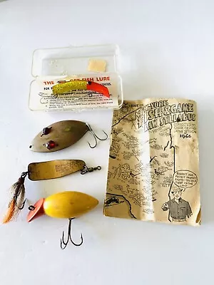 Lot Of Vintage New York Fishing Lures & Law Book Rush Tango Hico Bill Bailers • $10