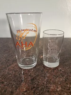 VINTAGE CRAFT BEER PINT GLASS With Tasting Glass Concord Area Home Brew Club • $12