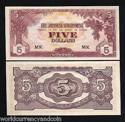 Malaya 5 Dollars M6 1942 P-m6 *mk Unc Jim War Japan Invasion Malaysia Money Note • $9.99