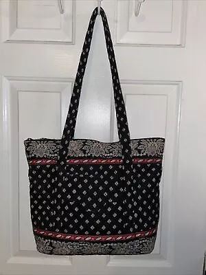 Vintage 2002 Vera Bradley Retired Classic Black Floral Shoulder Bag Tote • $21.25