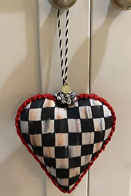 MacKenzie Childs Courtly Check Tartastic 4  Heart Ornament Red Fabric 2-sided • $12