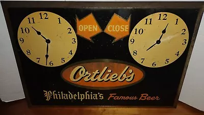  Vintage Ortliebs Beer Tin Sign Open Closed Philadelphia 1966  • $60