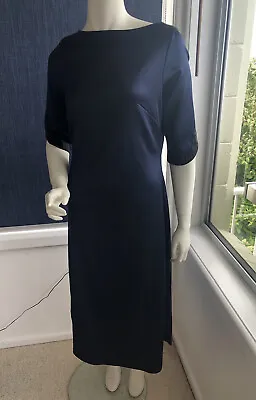 $49.99 • Buy Le Chat Studio Womens Dress Size 10 Navy Blue Midi  Silk Dressing - - Gorgeous