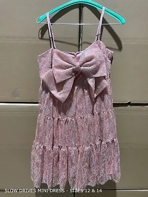 Bnwt Alice Mccall Blush Slow Drive Bow Mini Dress - Size 12 Au/8 Us (rrp $360) • $160