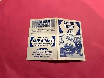 Original 1967 OAKLAND RAIDERS AFL FOOTBALL TEAM POCKET SCHEDULE • $3.25