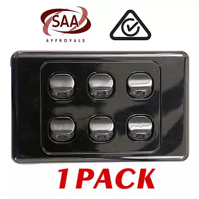 1 X 6 Gang BLACK Wall Switch - 2 Way Switching - Electrical Light Switch - SAA • $9.99