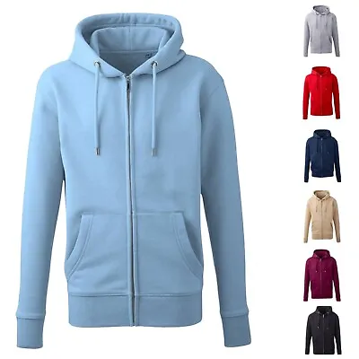 Mens Full Zip Up Hoodie Sweatshirt Organic Cotton Blend Hooded Sweat Top Jacket • £39.99