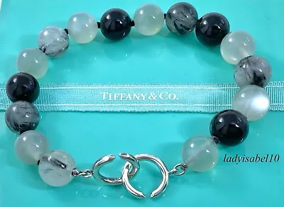 Tiffany & Co Sterling Silver Picasso 8  Moonstone Quartz Onyx Bead Bracelet 211E • $565