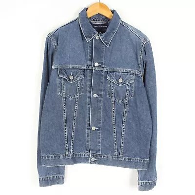 TOMMY HILFIGER Vintage Dungaree Men Jean Jacket Size S Blue Denim Button Sv9353 • £29.95