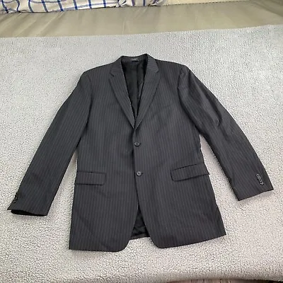 Tommy Hilfiger Blazer Mens 46XL Black Pinstripe Wool Suit Jacket Sport Coat • $44.88