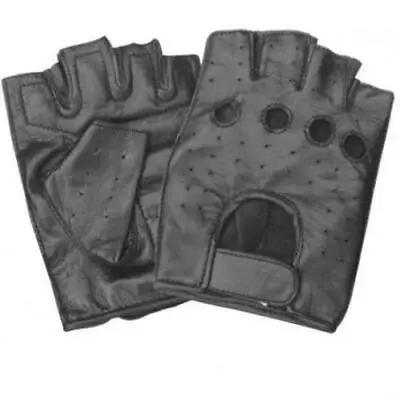 Soft Premium Leather Fingerless Motorcycle Gloves • $16