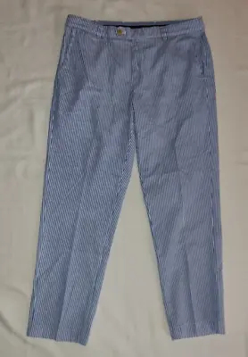 NICE Brooks Brothers Milano Fit Blue White Seersucker Chino Pants ACTUAL 36X30 • $24.99