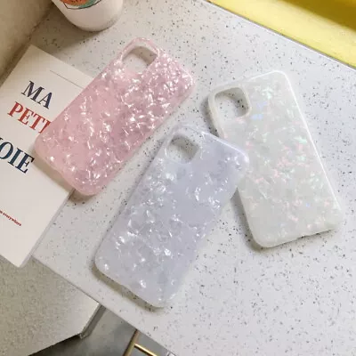 For IPhone 15 14 13 12 11 Pro XS Bright Marble Shell Shockproof Soft Case Cover • $5.49