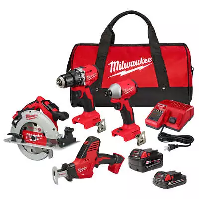 Milwaukee 3693-24CX M18 18V 4 Cordless Tool Combo Kit W/ Battery • $479