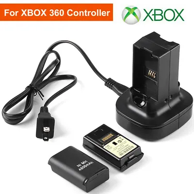 For Microsoft Xbox 360 Wireless Controller 2x Battery Pack + Charger Cable Dock • $15.59