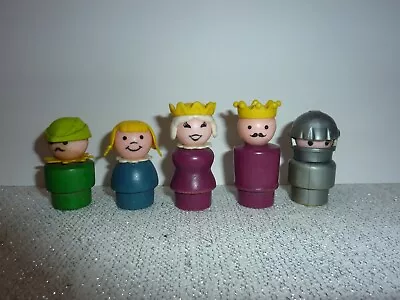 Vintage Fisher-Price Little People Castle King Queen Knight Robin Hood Girl Wood • $34.99