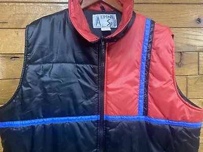 VINTAGE Puffer Vest Mens XL Black  Jacket Full Zip Alpine Ski 80s 90s • $25