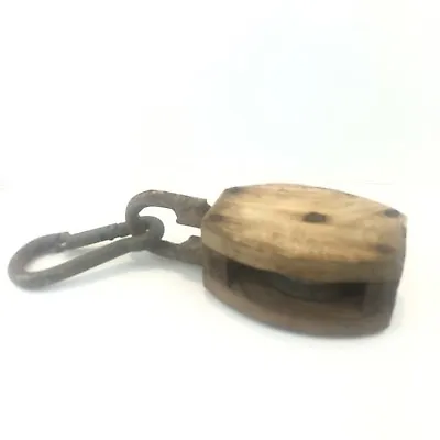 Old Vintage Wood Block Pulley Boating • $19.97