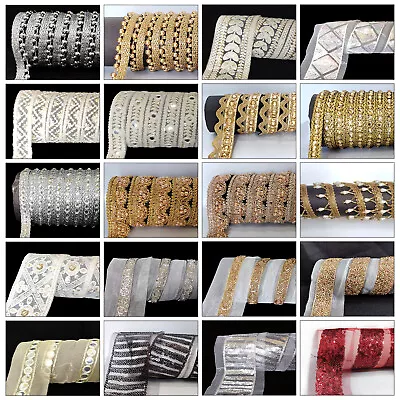 £3.69 • Buy Indian Metallic Scallop Gota Zari Braid Lace Craft Trim Embellishment Sewon Dori