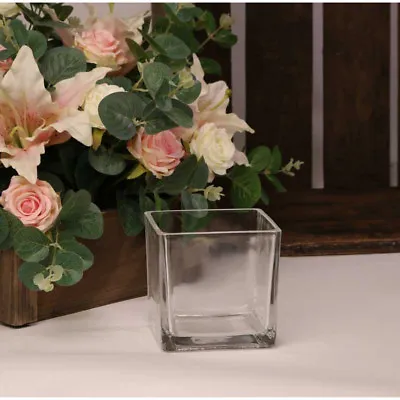 £3.30 • Buy Glass Designer Cubes/tanks Flower Vase Home Or Wedding Center Piece Floristry
