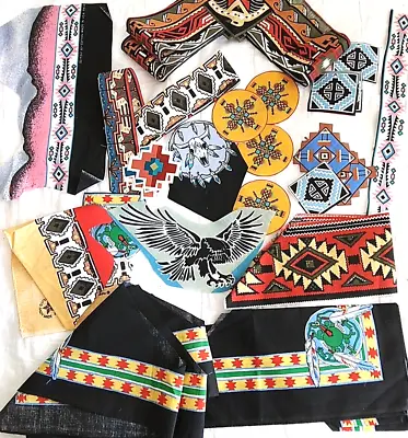 Southwestern Fabric Scraps Cut Outs Native American Style Vintage • $12.97