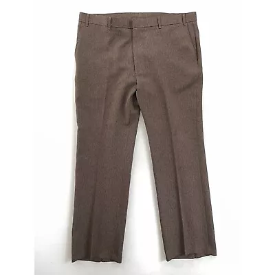 Vintage Levis Mens Action Slacks Dress Pants Brown Pockets Flat Front USA 40x32 • $19.99