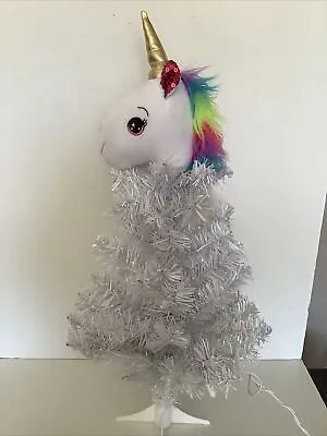 Pre-Lit 24  Unicorn Tree Holiday Time White Clear Lights • $34.99