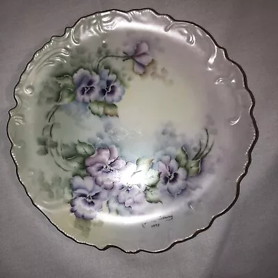 Rare Vintage Porcelain Hand Painted Plate Gold Trim Signed By Norma Albury 1978 • $20