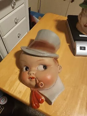 Vintage Chalkware Boy With Pipe And Top Hat String Holder • $89.90