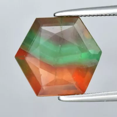 3.95ct 11x10mm Hexagon Natural Multi-Color Fluorite Gemstone Africa • $0.99