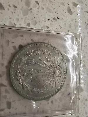 1933 Mexico 1 Peso .720 Silver Coin; Un Peso Plata .720 Fine: Very Good • $25