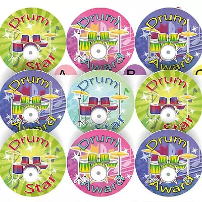 144 Drum Star Awards 30mm Reward Stickers For School Music Teachers Parents • £2.98